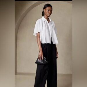 Banana Republic Rosalie Cotton Silk Blend Blouse M White